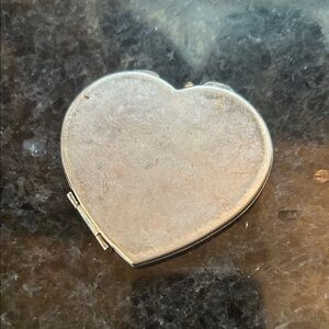 Heart-Shaped Silver Mirror Compact